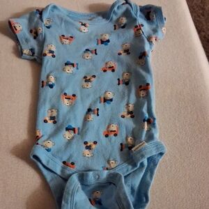 Charming Blue Bear Print Bodysuit for Kids